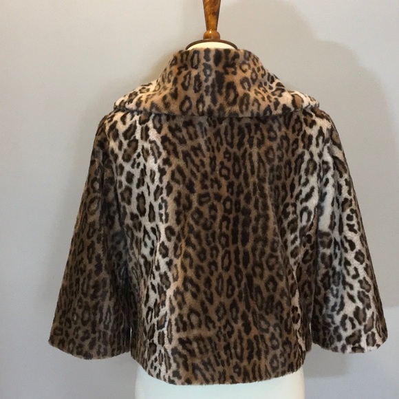 Faux Leopard Fur Crop Swing Coat - Picture 2 of 4